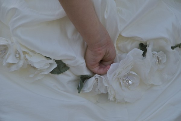 wedding flower and bridal veil