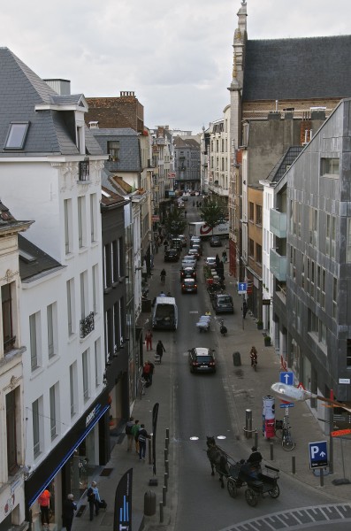 View out living room window apartment in antwerp