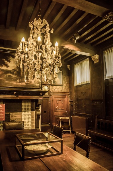 leathered room at the Museum Plantin-Moretus in Antwerp, Belgium