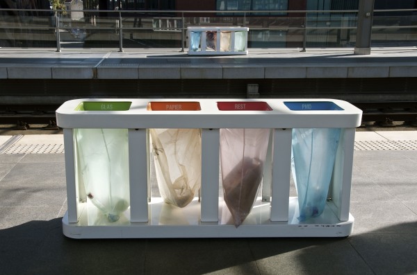 trash bins at Antwerp train station