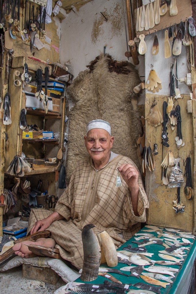 Horn Comb maker in Fez, Morocco